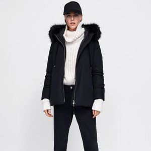 ZARA Padded Parka with Hood BLACK